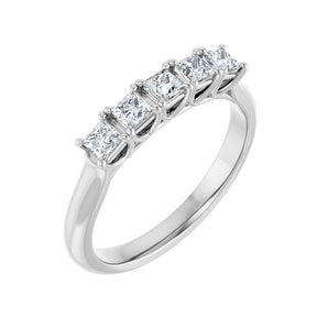 1 ct tw Five-Stone Lab Grown Anniversary Band in 14K White Gold...