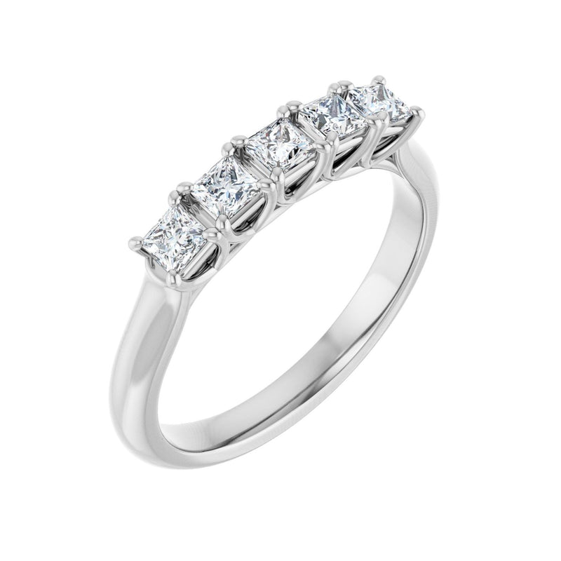 1 ct tw Five-Stone Lab Grown Anniversary Band in 14K White Gold...