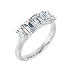 1 1/2 ct tw Five-Stone Lab Grown Anniversary Band in 14K White Go...