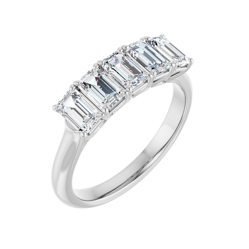 1 1/2 ct tw Five-Stone Lab Grown Anniversary Band in 14K White Go...