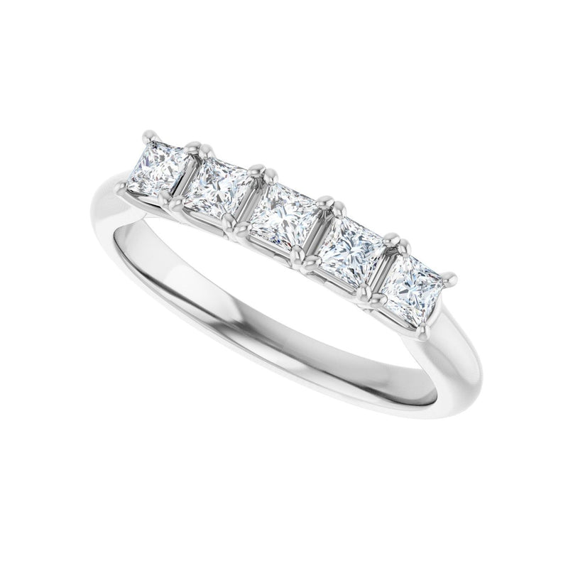 1 ct tw Five-Stone Lab Grown Anniversary Band in 14K White Gold... - view 5