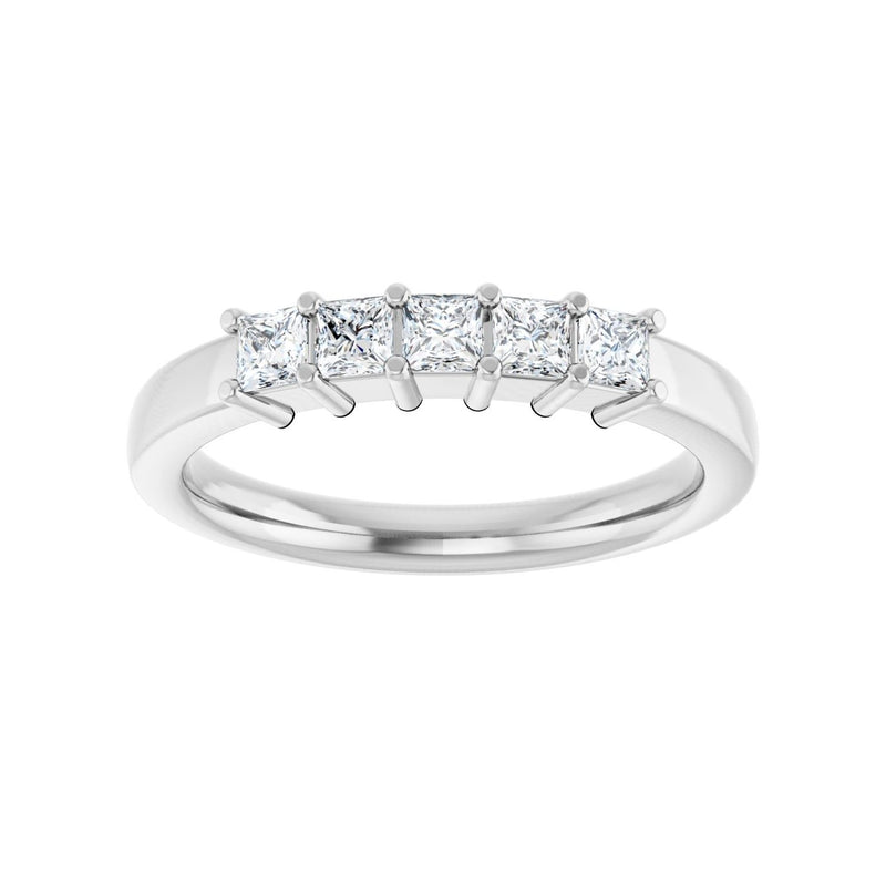 1 ct tw Five-Stone Shared-Prong Lab Grown Anniversary Band in 14K... - view 3