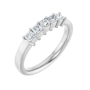 1 ct tw Five-Stone Shared-Prong Lab Grown Anniversary Band in 14K...
