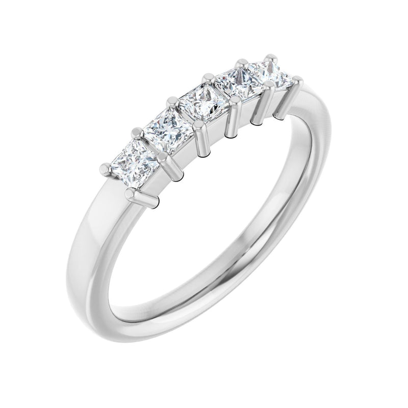 1 ct tw Five-Stone Shared-Prong Lab Grown Anniversary Band in 14K...