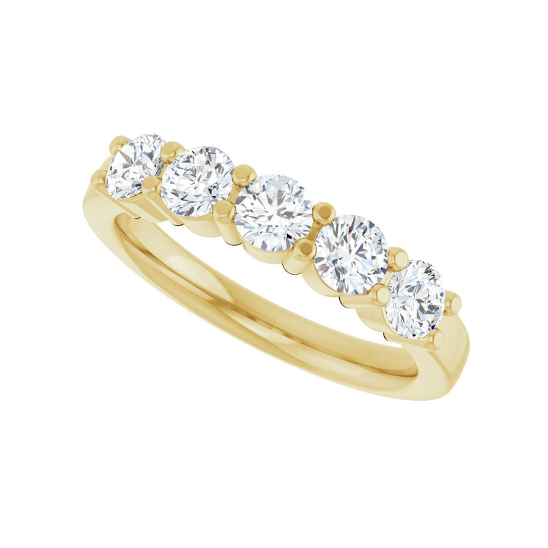 1 ct tw Five-Stone Shared-Prong Lab Grown Anniversary Band in 14K... - view 5