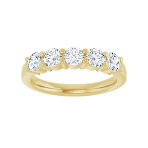 1 ct tw Five-Stone Shared-Prong Lab Grown Anniversary Band in 14K... - view 3