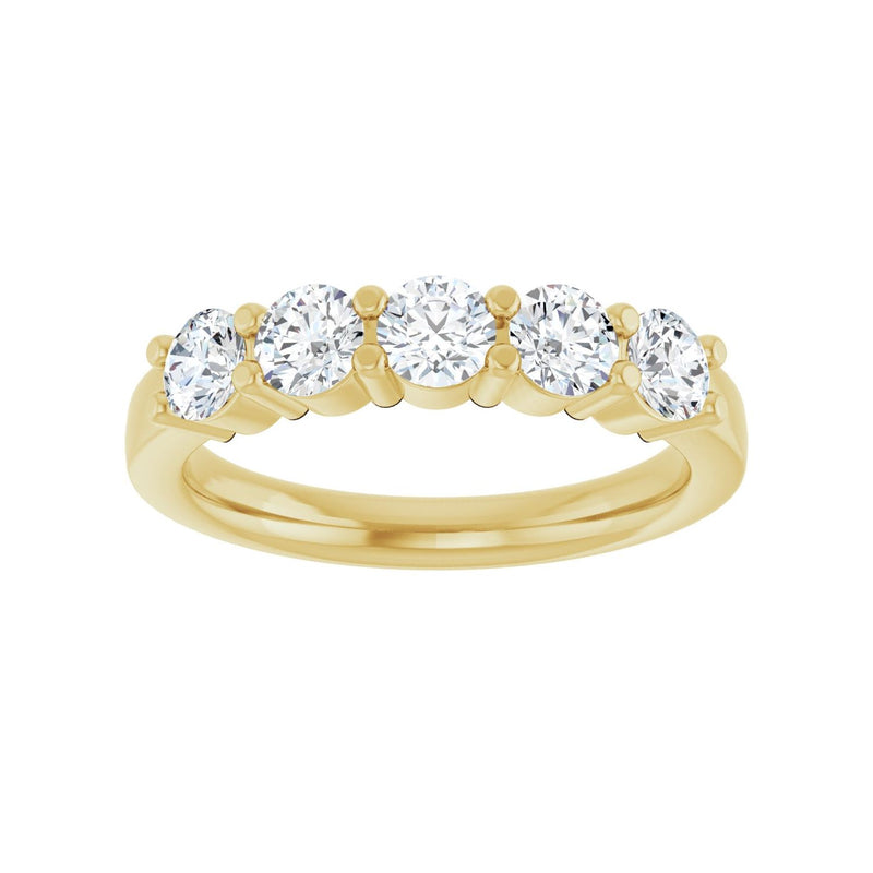 1 ct tw Five-Stone Shared-Prong Lab Grown Anniversary Band in 14K... - view 3