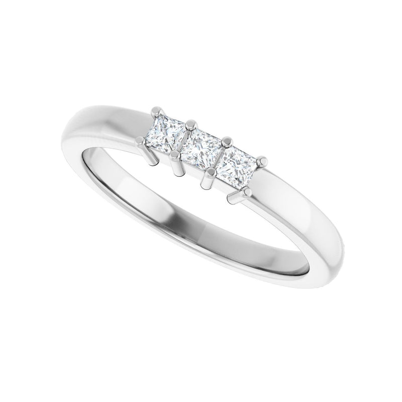 1 1/2 ct tw Three-Stone Lab Grown Anniversary Band in 14K White G... - view 5