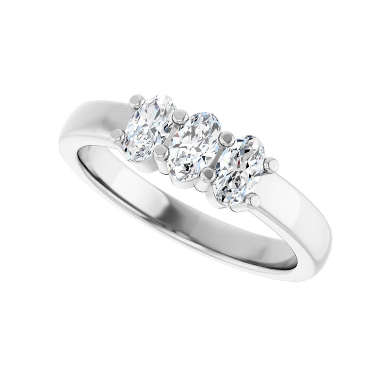 1 1/8 ct tw Three-Stone Lab Grown Anniversary Band in 14K White G... - view 5