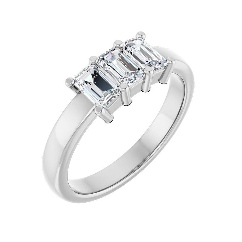 1 ct tw Three-Stone Lab Grown Anniversary Band in 14K White Gold...
