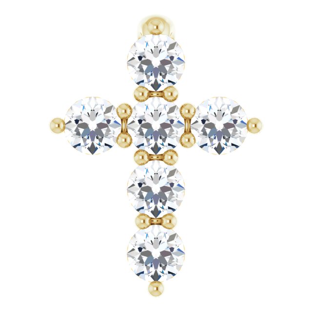 The Colette — Round Accented Cross Pendant - Yellow