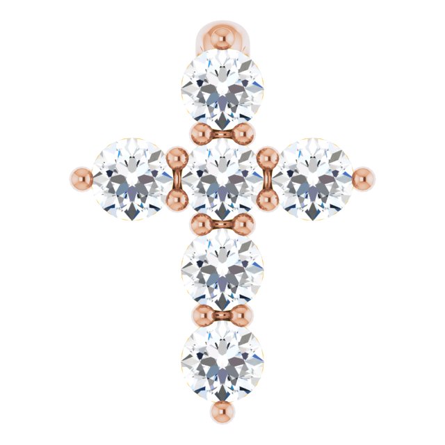The Colette — Round Accented Cross Pendant - Rose