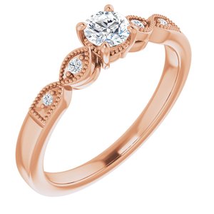 The Tira — Round Accented Engagement Ring — Rose Gold