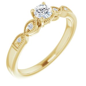 The Tira — Round Accented Engagement Ring — Yellow Gold