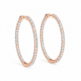 1/4 ctw .75 Inch 4 Prong Round Hoop — Rose Gold