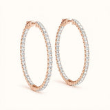 1/4 ctw .75 Inch 4 Prong Round Hoop — Rose Gold