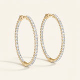 1/4 ctw .75 Inch 4 Prong Round Hoop — Yellow Gold