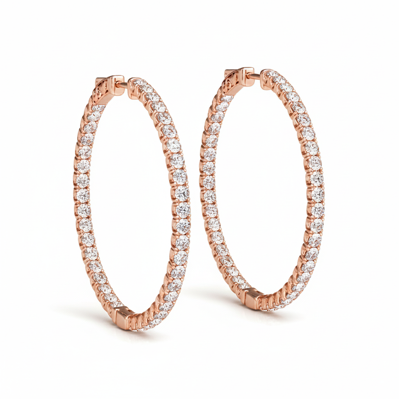 1/3 ctw .75 Inch 4 Prong Round Hoop — Rose Gold