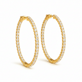 1/3 ctw .75 Inch 4 Prong Round Hoop — Yellow Gold