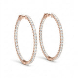 1/3 ctw .75 Inch 4 Prong Round Hoop — Rose Gold