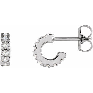 1/2 ct tw Round Lab Grown Diamond Huggie Hoop Earrings in 14K Whi...
