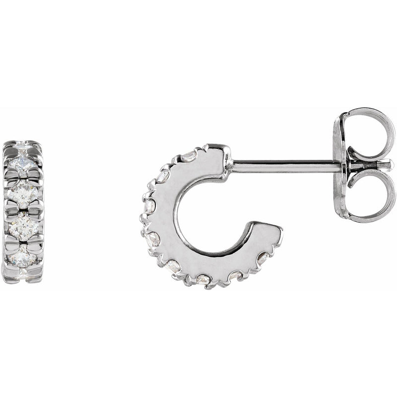 1/2 ct tw Round Lab Grown Diamond Huggie Hoop Earrings in 14K Whi...