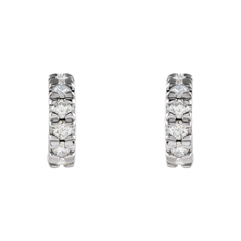 1/2 ct tw Round Lab Grown Diamond Huggie Hoop Earrings in 14K Whi... - view 2