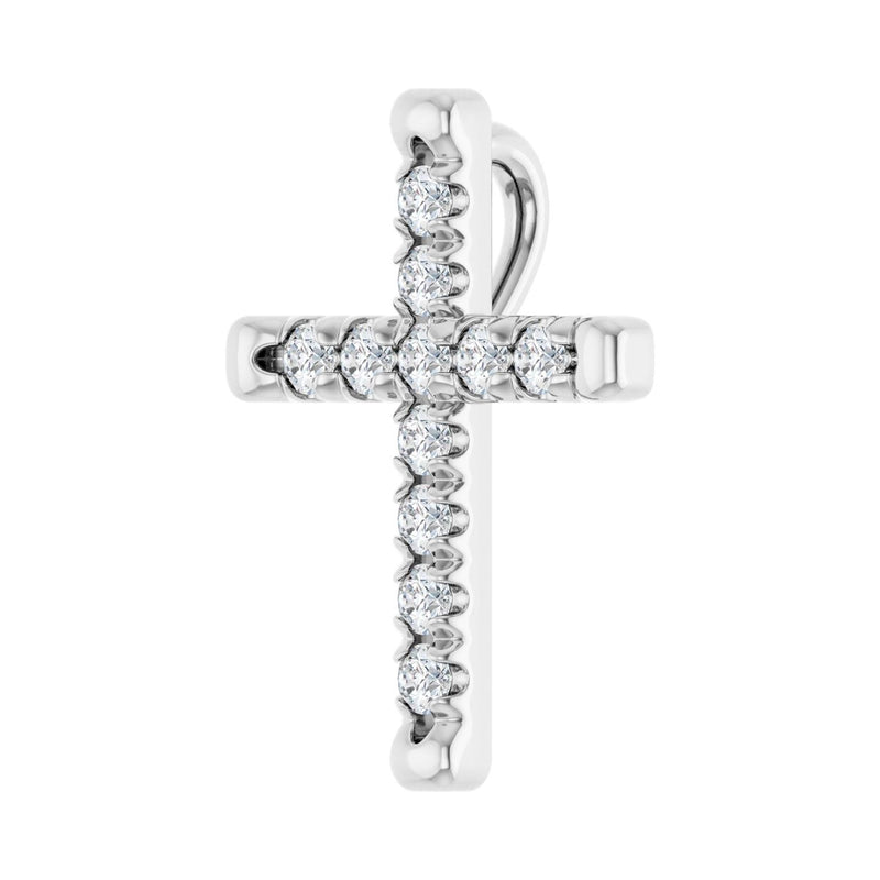 1 ct Round Lab Grown Diamond Cross Pendant in 14K White Gold... - view 2