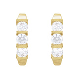 1 1/2 ct tw Round Lab Grown Diamond Three-Stone J-Hoop Earrings i... - view 2