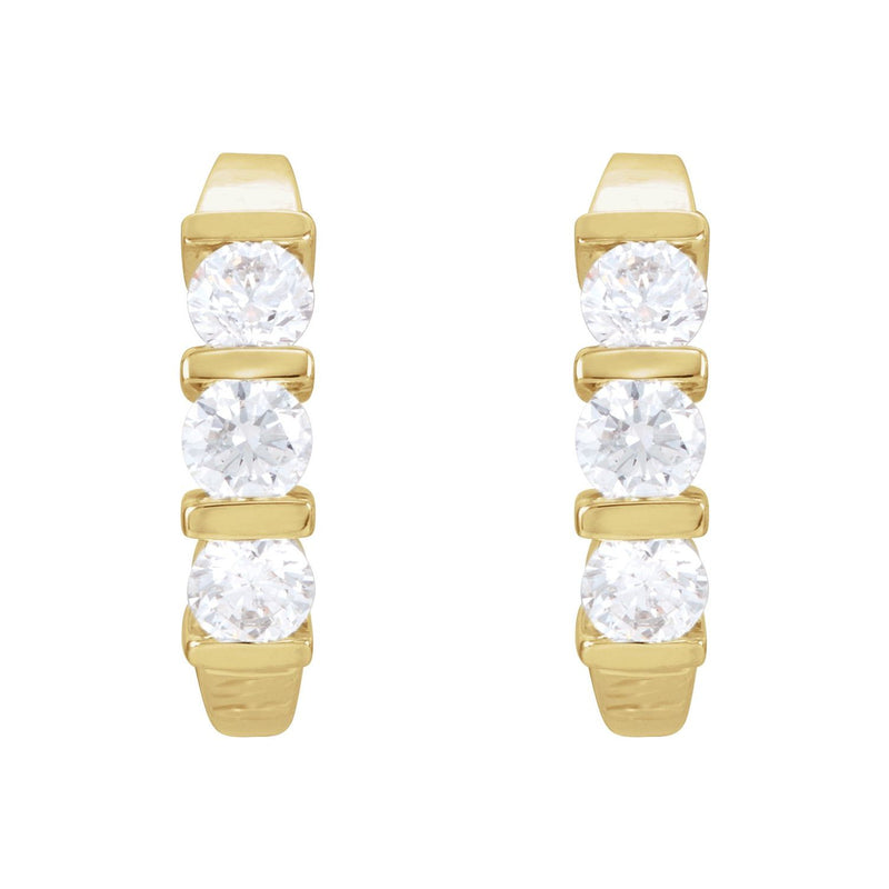 1 1/2 ct tw Round Lab Grown Diamond Three-Stone J-Hoop Earrings i... - view 2