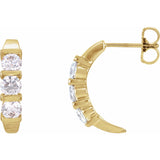 1 1/2 ct tw Round Lab Grown Diamond Three-Stone J-Hoop Earrings i...
