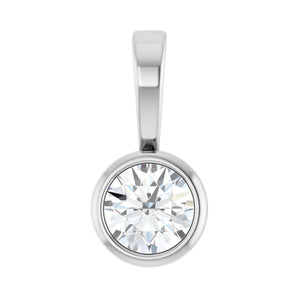 6 ct Round Lab Grown Diamond Solitaire Bezel Pendant in 14K White...