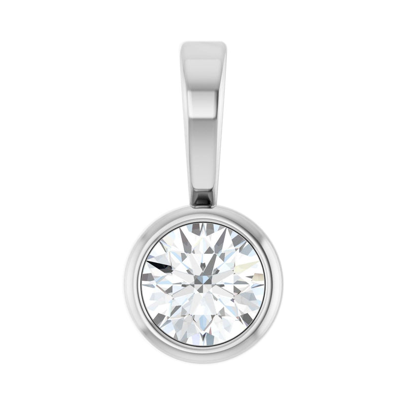 6 ct Round Lab Grown Diamond Solitaire Bezel Pendant in 14K White...