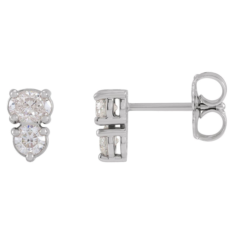 1/2 ct tw Oval Lab Grown Diamond Stud Earrings in 14K White Gold...
