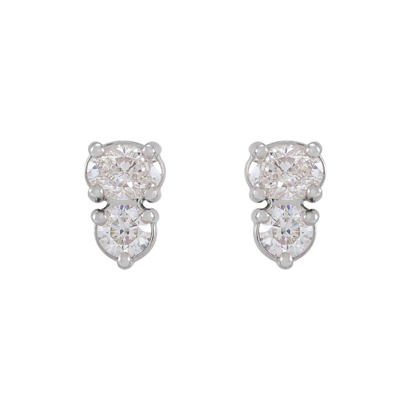 1/2 ct tw Oval Lab Grown Diamond Stud Earrings in 14K White Gold... - view 2