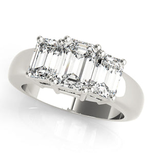 Emerald 3 Stone Engagement Ring