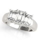 Emerald 3 Stone Engagement Ring