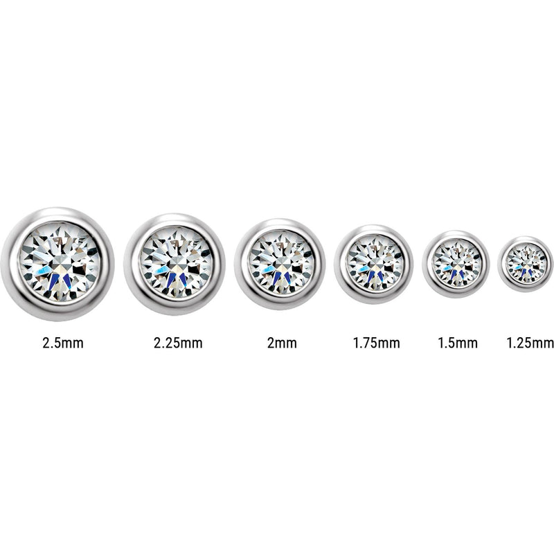 1 ct tw Round Lab Grown Diamond Bezel Stud Earrings in 14K White ... - view 2