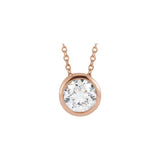 1 ct tw Solitaire Bezel Lab Grown Diamond Necklace in 14K White G...