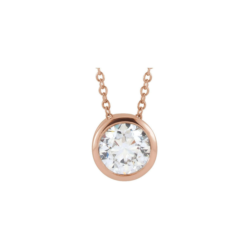 1 ct tw Solitaire Bezel Lab Grown Diamond Necklace in 14K White G...