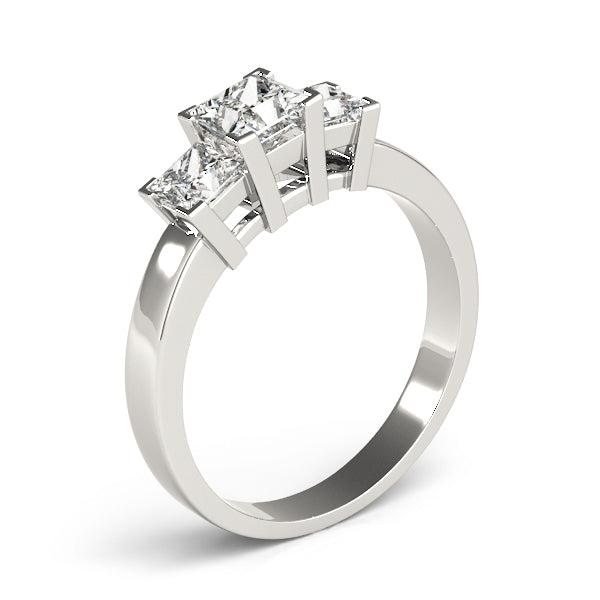 3 Stone Princess Engagement Ring (82570-1/2)