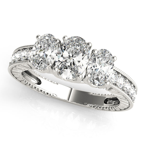 3 Stone Oval Engagement Ring (82737)