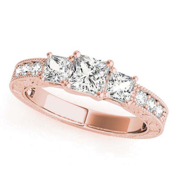 3 Stone Princess Engagement Ring (82819-B)