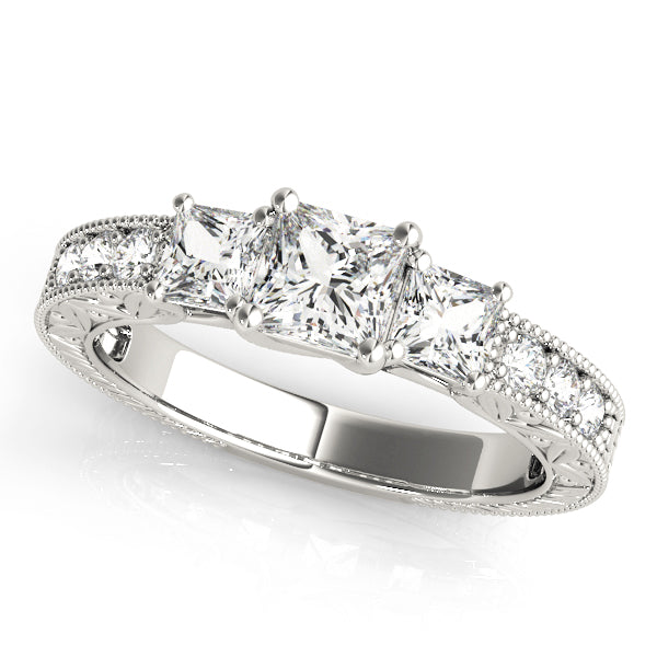 3 Stone Princess Engagement Ring (82819-A)