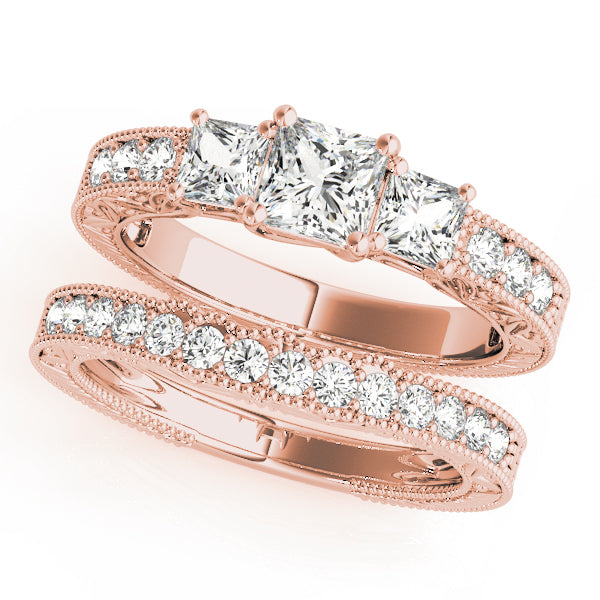 3 Stone Princess Engagement Ring (82819-B)