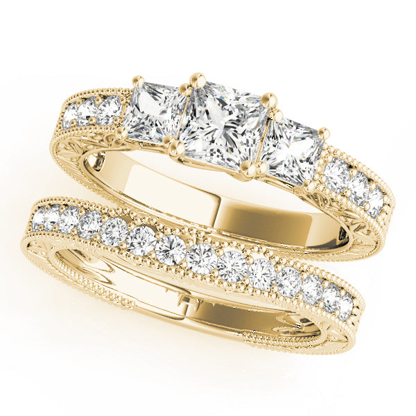 3 Stone Princess Engagement Ring (82819-B)
