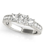 3 Stone Princess Engagement Ring (82819-B)