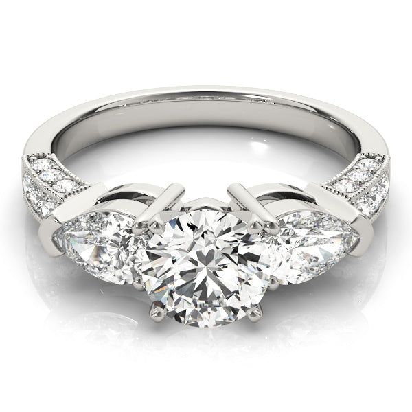3 Stone Pear Engagement Ring (82843)
