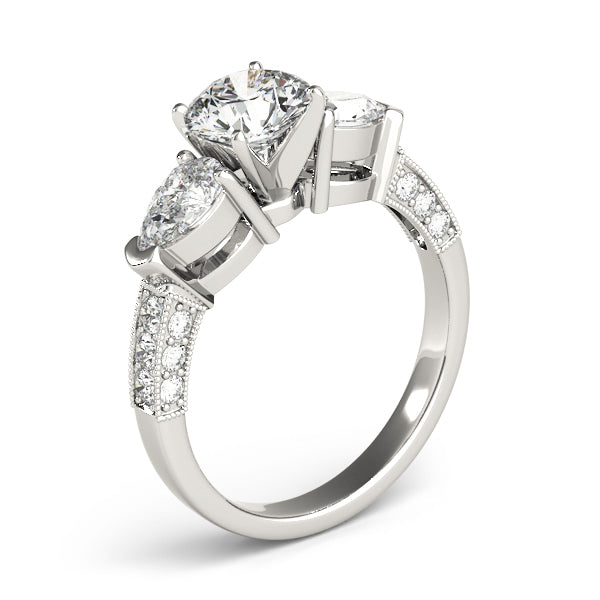 3 Stone Pear Engagement Ring (82843)