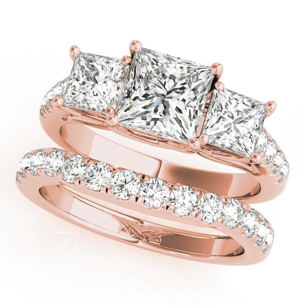 3 Stone Princess Engagement Ring (82872-D)